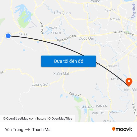 Yên Trung to Thanh Mai map