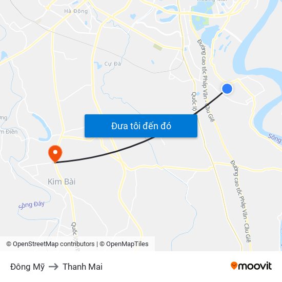 Đông Mỹ to Thanh Mai map