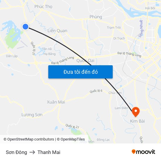 Sơn Đông to Thanh Mai map