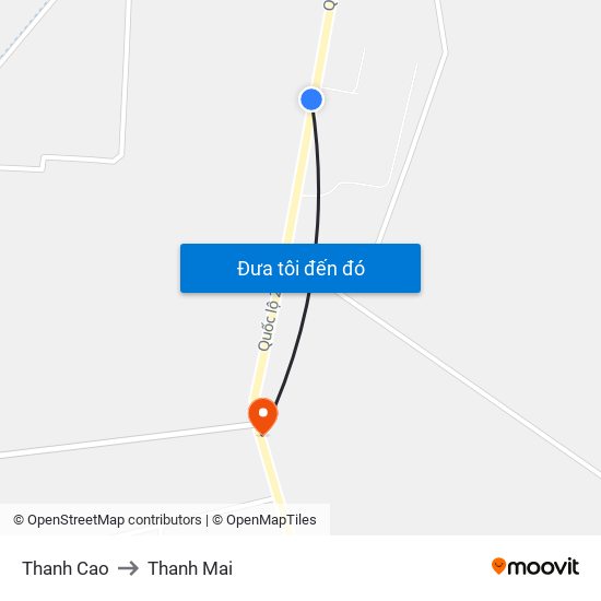 Thanh Cao to Thanh Mai map