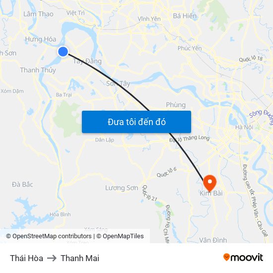 Thái Hòa to Thanh Mai map