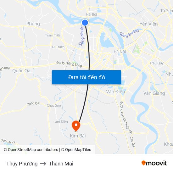Thụy Phương to Thanh Mai map