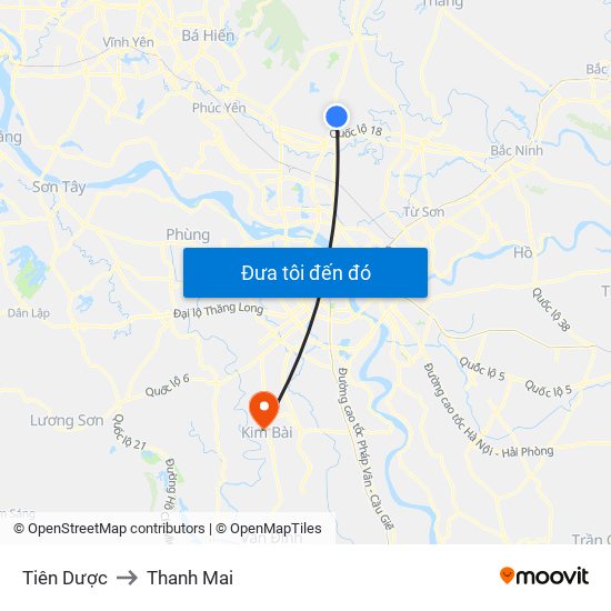 Tiên Dược to Thanh Mai map