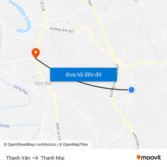 Thanh Văn to Thanh Mai map