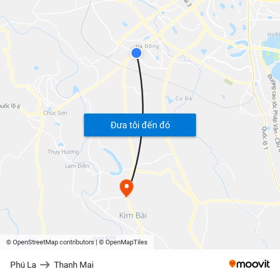 Phú La to Thanh Mai map