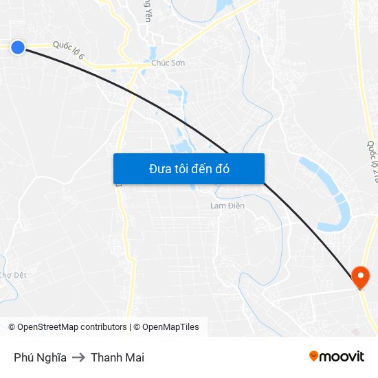 Phú Nghĩa to Thanh Mai map