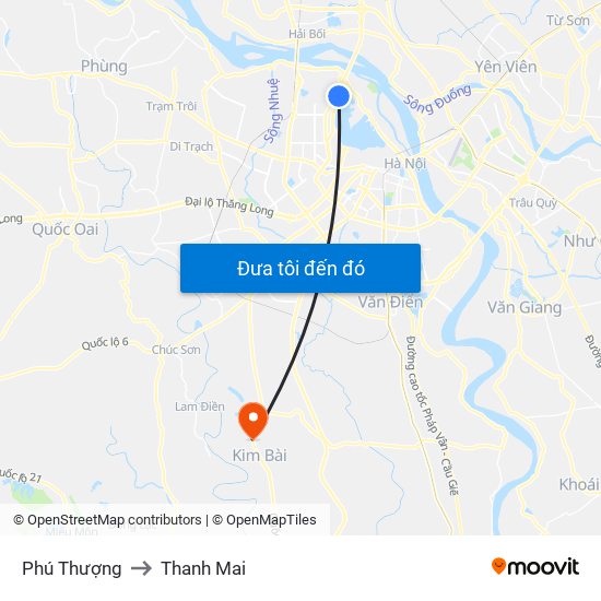 Phú Thượng to Thanh Mai map