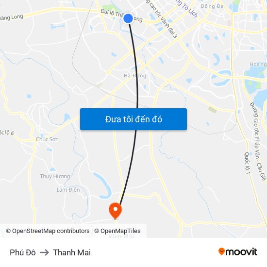 Phú Đô to Thanh Mai map