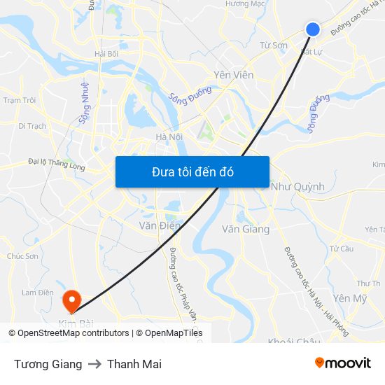 Tương Giang to Thanh Mai map