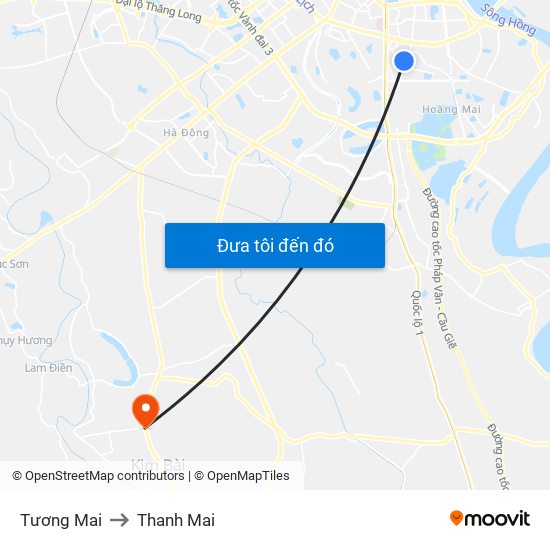 Tương Mai to Thanh Mai map