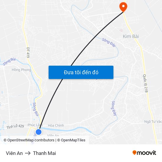Viên An to Thanh Mai map