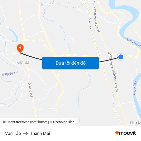 Vân Tảo to Thanh Mai map