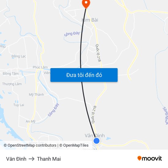 Vân Đình to Thanh Mai map