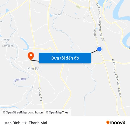 Văn Bình to Thanh Mai map