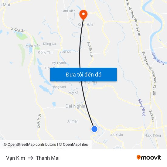 Vạn Kim to Thanh Mai map