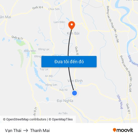 Vạn Thái to Thanh Mai map