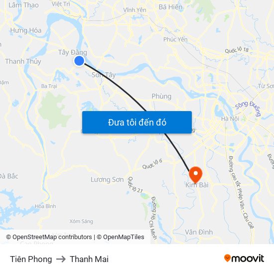 Tiên Phong to Thanh Mai map