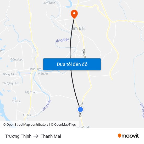 Trường Thịnh to Thanh Mai map