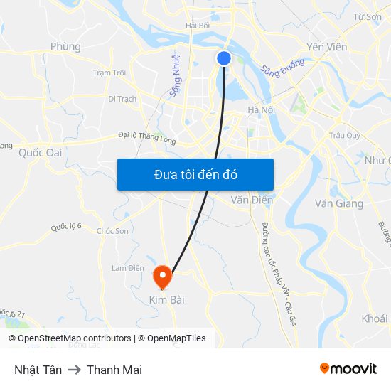 Nhật Tân to Thanh Mai map
