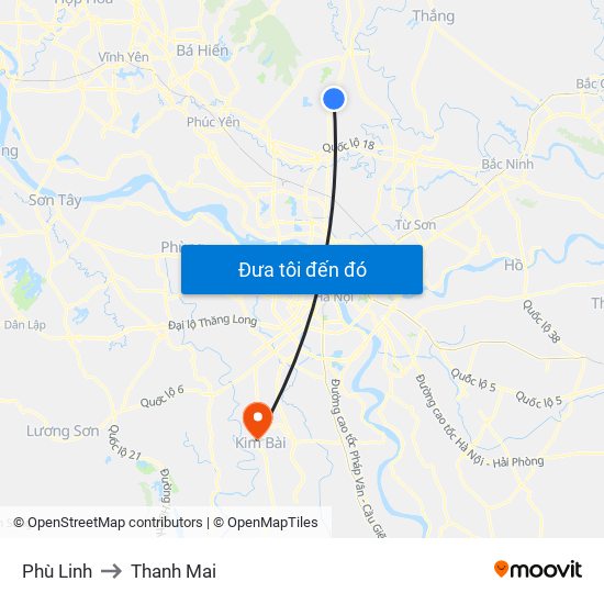 Phù Linh to Thanh Mai map