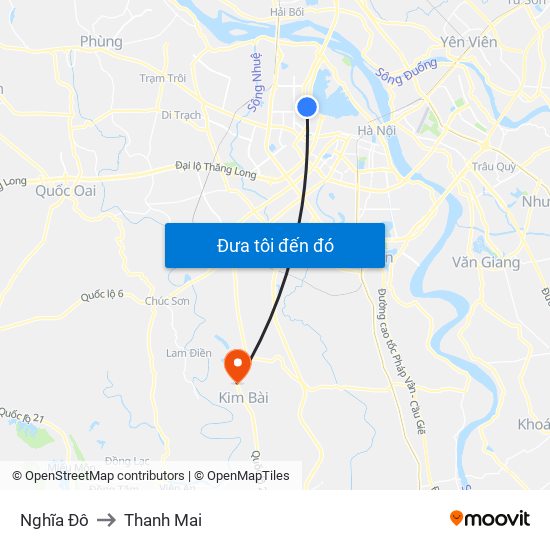 Nghĩa Đô to Thanh Mai map