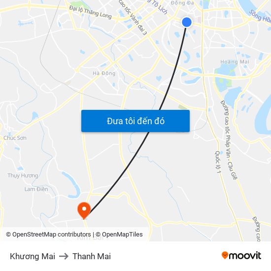 Khương Mai to Thanh Mai map