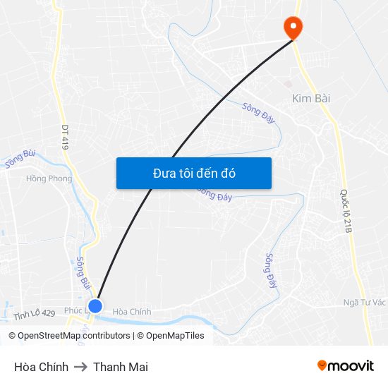 Hòa Chính to Thanh Mai map