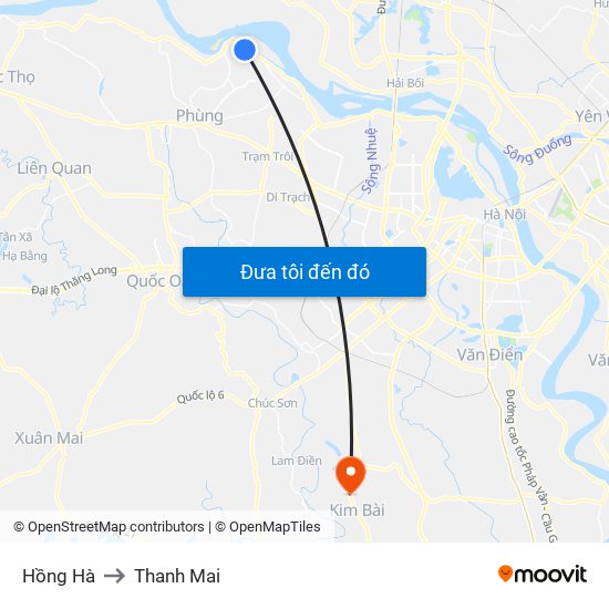 Hồng Hà to Thanh Mai map
