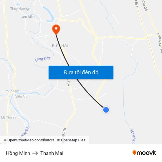 Hồng Minh to Thanh Mai map