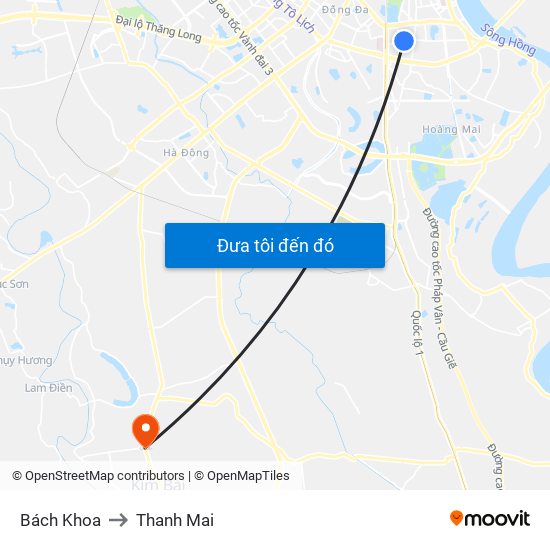 Bách Khoa to Thanh Mai map