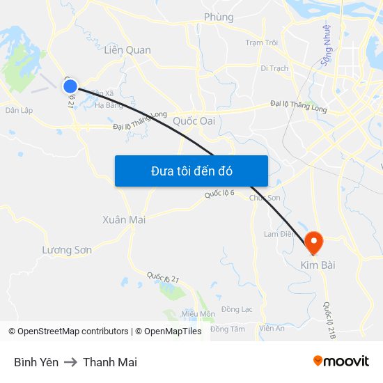 Bình Yên to Thanh Mai map