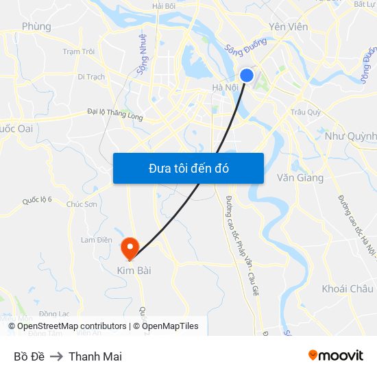 Bồ Đề to Thanh Mai map