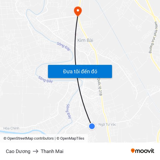 Cao Dương to Thanh Mai map