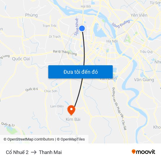 Cổ Nhuế 2 to Thanh Mai map