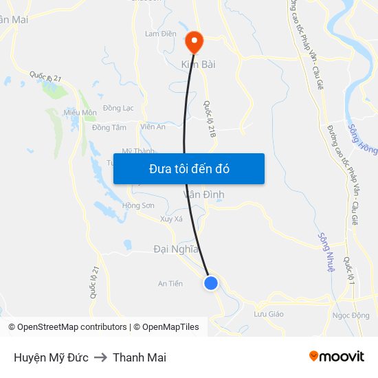 Huyện Mỹ Đức to Thanh Mai map