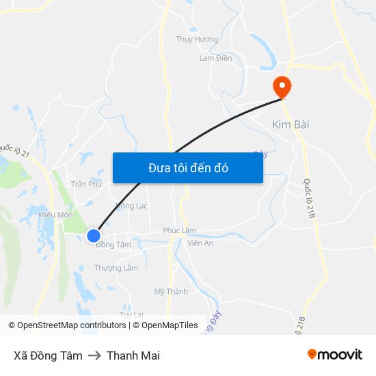 Xã Đồng Tâm to Thanh Mai map