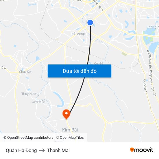 Quận Hà Đông to Thanh Mai map