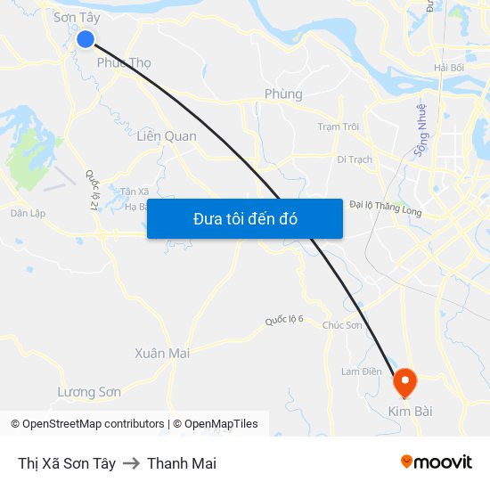 Thị Xã Sơn Tây to Thanh Mai map