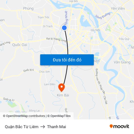 Quận Bắc Từ Liêm to Thanh Mai map
