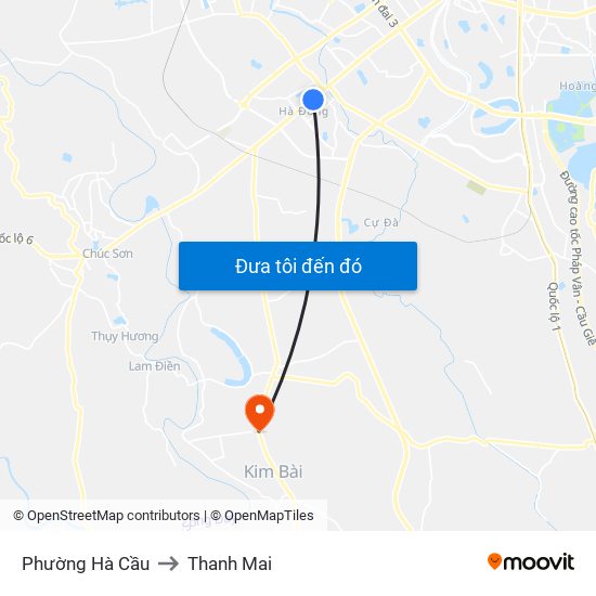 Phường Hà Cầu to Thanh Mai map