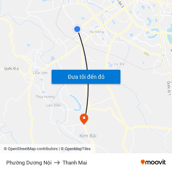 Phường Dương Nội to Thanh Mai map