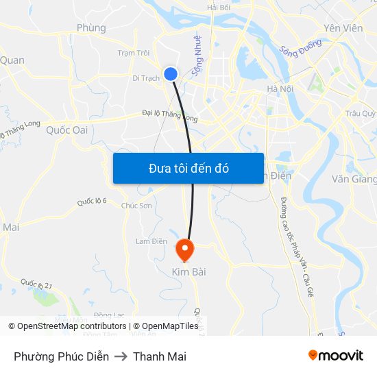 Phường Phúc Diễn to Thanh Mai map