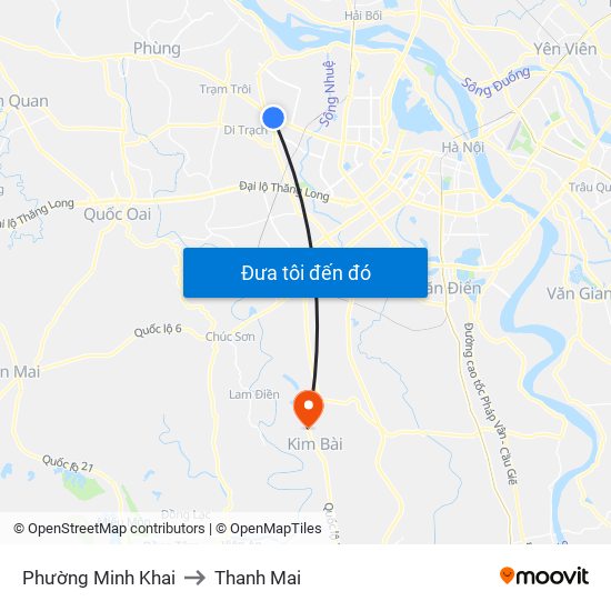 Phường Minh Khai to Thanh Mai map