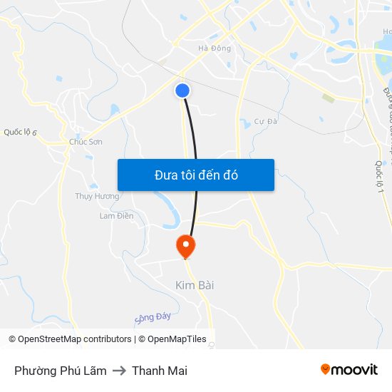 Phường Phú Lãm to Thanh Mai map