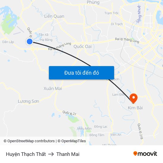 Huyện Thạch Thất to Thanh Mai map