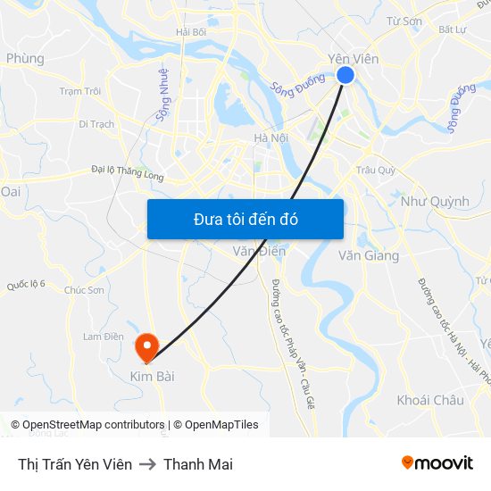 Thị Trấn Yên Viên to Thanh Mai map