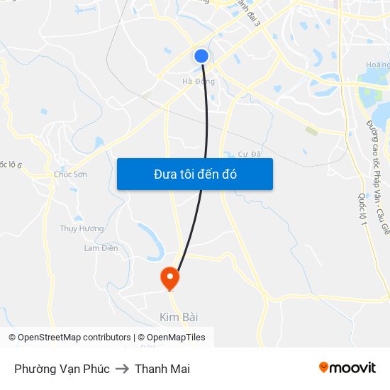 Phường Vạn Phúc to Thanh Mai map