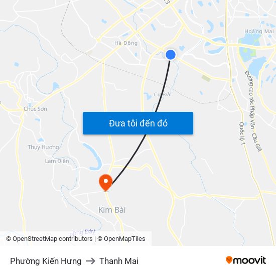 Phường Kiến Hưng to Thanh Mai map