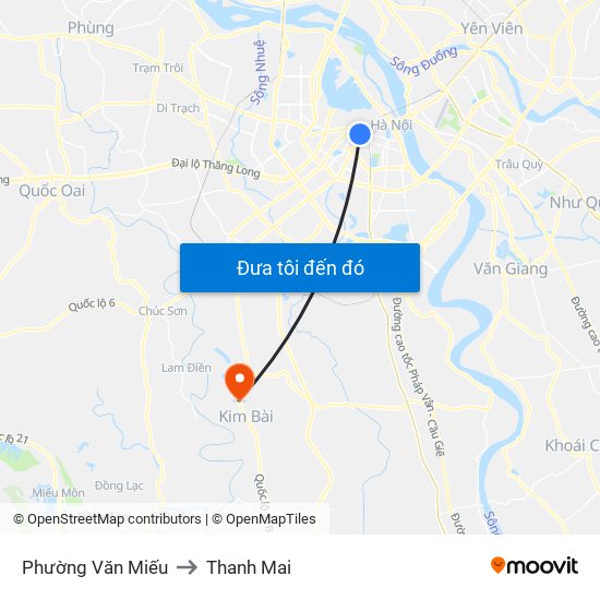 Phường Văn Miếu to Thanh Mai map