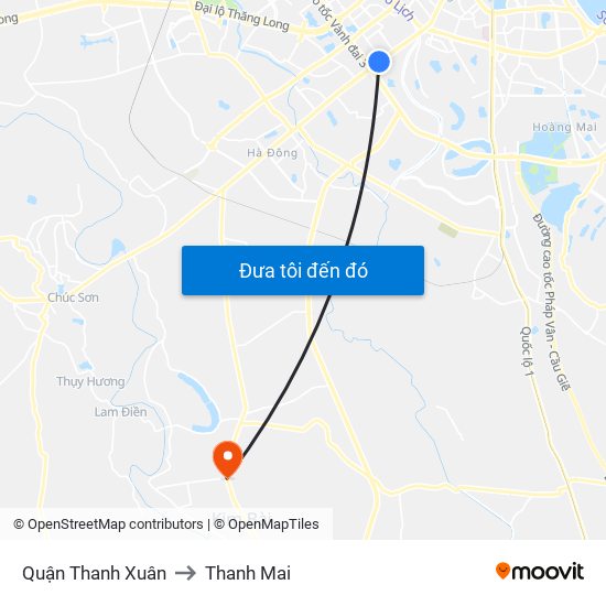 Quận Thanh Xuân to Thanh Mai map